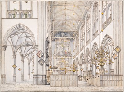 Interieur van de kerk van Sint-Laurens (Groote Kerk of Grote Kerk) in Alkmaar, 1661 door Pieter Janszoon Saenredam